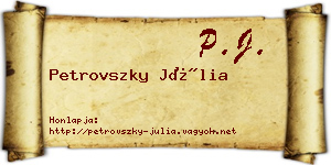 Petrovszky Júlia névjegykártya